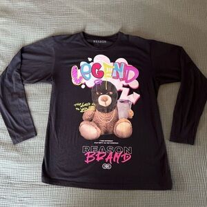 Reason Brand Teddy Bear Legend T-Shirt- Mens LARGE “the World Is Yours” Tee